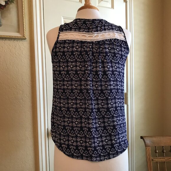 Papermoon Sleeveless Blouse Navy / White PM - Picture 3 of 11